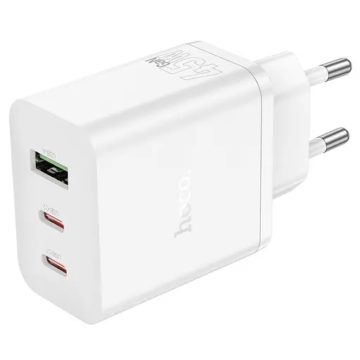 Сетевое зарядное устройство Hoco N50 USB/2 Type-C PD 45W белый - фото 1