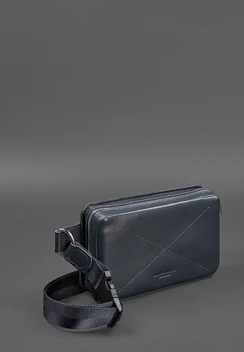 Шкіряна поясна сумка Dropbag Mini темно-синя - фото 3
