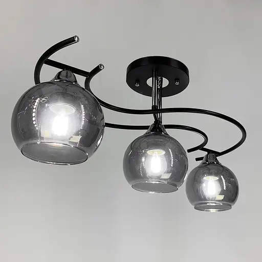 Современная люстра в черном корпусе на 3 графитовых плафона Line.F 11585/3D - фото 4