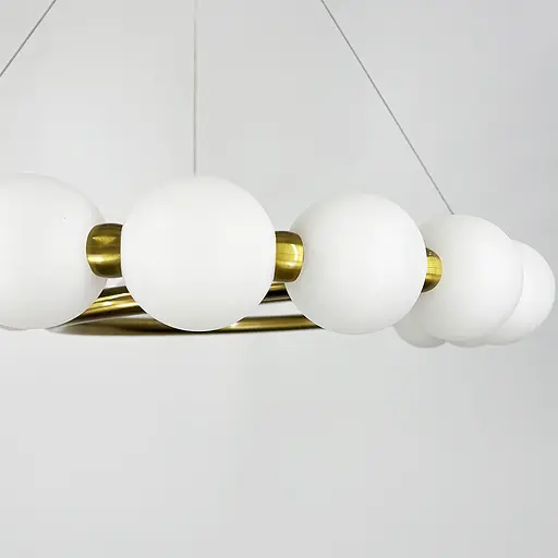 Подвесная латунная люстра с белыми шариками Ø 60 см | Ст. F 603-600 AB | Line F - фото 7