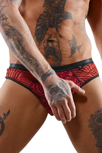 Чоловічі труси-бразиліани Regnes Fetish Planet otwartym S (чорний з червоним) - фото 9