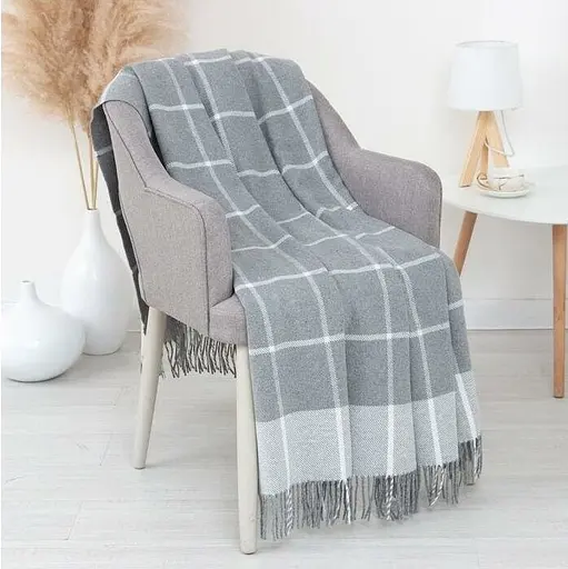 Плед бавовняний Vladi Валенсія Гаррі 140х200 біло-сірий 6 - фото 1