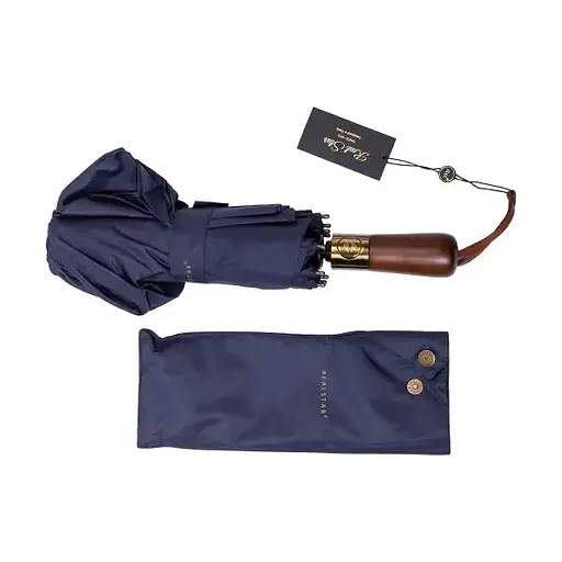 Зонтик Yiwu HP-23-8BL автоматический складной 116 см с деревянной ручкой синий - фото 5