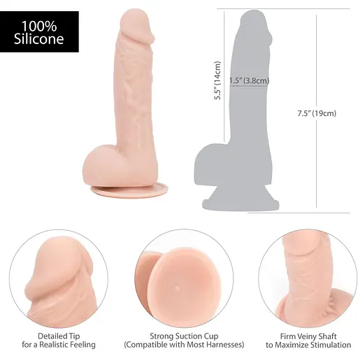 Фалоімітатор Addiction - Mark 7.5 Dildo With Balls, Beige - фото 4