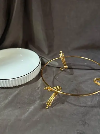 Керамическое блюдо 1571B для сервировки с декоративной подставкой - фото 4