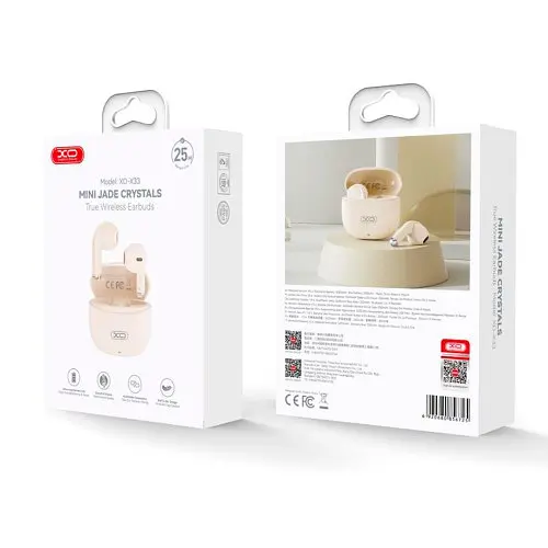 Наушники беспроводные XO X33 Yu Jing TWS bluetooth Headset бежевые - фото 4