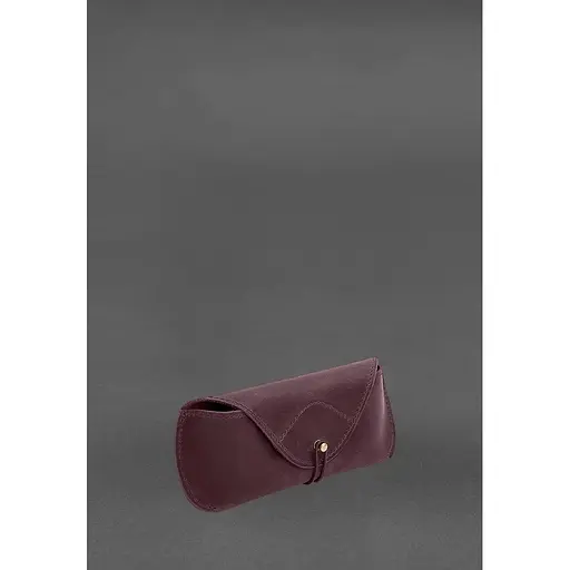 Кожаный чехол для очков BlankNote с клапаном на резинке Бордовый Crazy Horse - фото 5