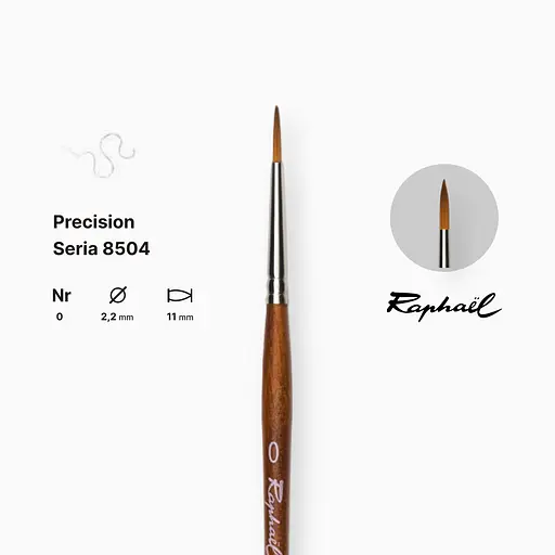 Кисть синтетика круглая (имитация соболя) Raphael Precision, №0, короткая ручка - фото 2