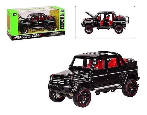 Машина металева 7579 АВТОПРОМ, 1:24 Mercedes-Benz, світло, звук, відкр.двері, в коробці (6900001197003) Чорний - фото 1