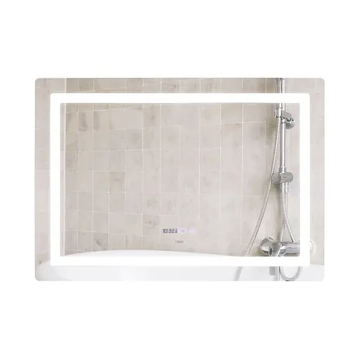 Зеркало Qtap Mideya 1000x700 с LED-подсветкой Touch, с антизапотеванием, с часами, диммером яркости QT2078NCF10070W - фото 1