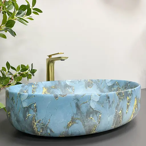 Умивальник VBI Udine marble blue matt накладний VBI-012103, Синий - фото 4