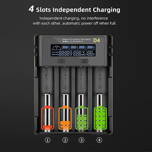 Зарядний пристрій для 4 акумуляторів ESSAGER Battery Charger with LED Indicator For 4 Display - фото 3