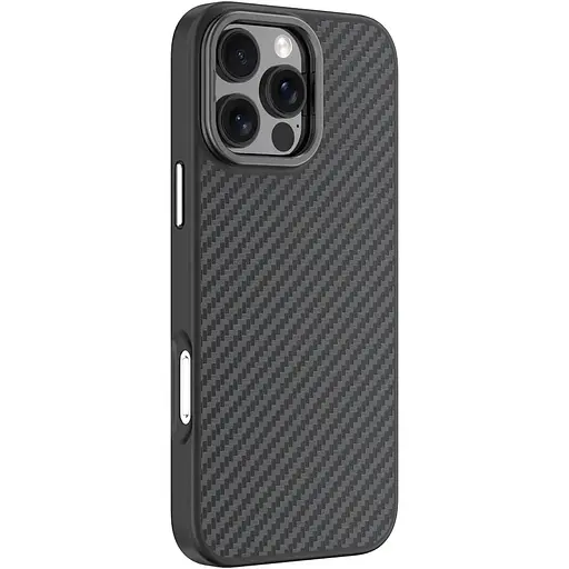Чохол-накладка Comma для Apple iPhone 16 Pro Max Kevlar Series Magsafe Silicone Case (black) - фото 2
