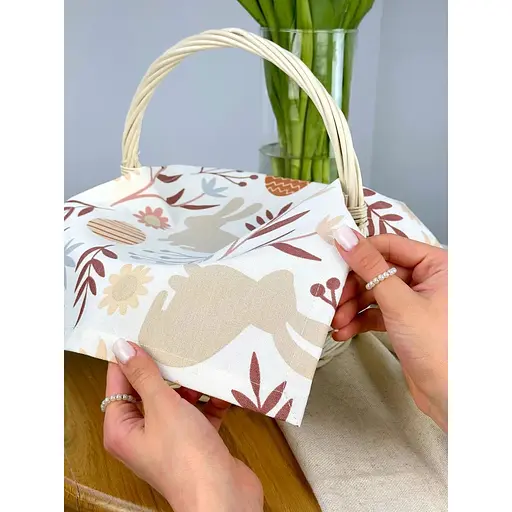 Пасхальное полотенце водоотталкивающее для корзины Пасхальные зайчики 40х30 см Белый - фото 4