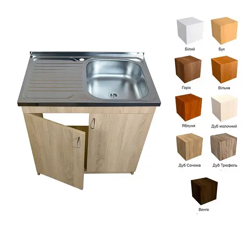 Тумба кухонна з накладною мийкою ЛДСП 80х60х83 см Дуб сонома (52870-01111) - фото 5