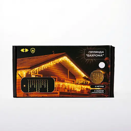 Новорічна гірлянда вулична Бахрома GarlandoPro 6 м 105 LED білий провід Біле світло 6МWW - фото 5