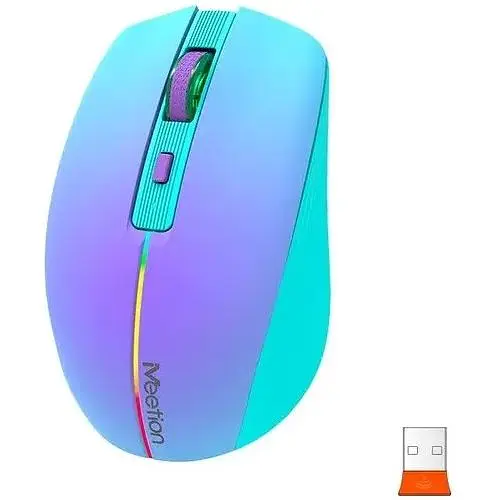 Компьютерная мышь Mееtion BTM002 RGB 1000-1200-1600 dpi 6 кнопок USB 2.4G беспроводная игровая фиолетовая - фото 5