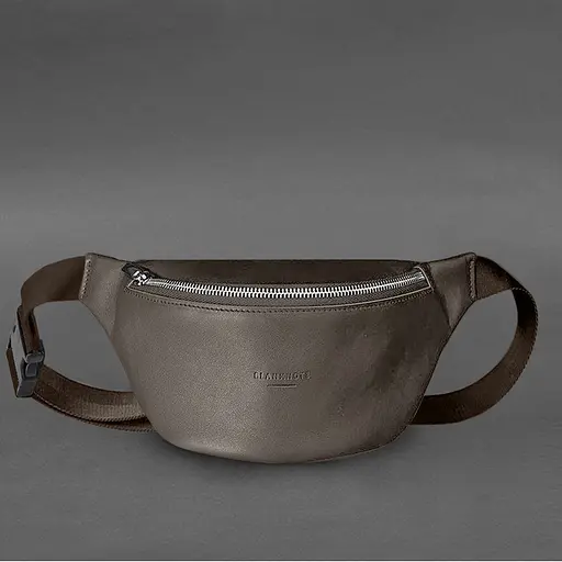 Шкіряна поясна сумка-бананка Kanny темно-бежева - фото 6