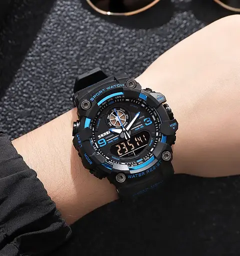 Чоловічий армійський наручний годинник Skmei 1818 Синій - фото 5