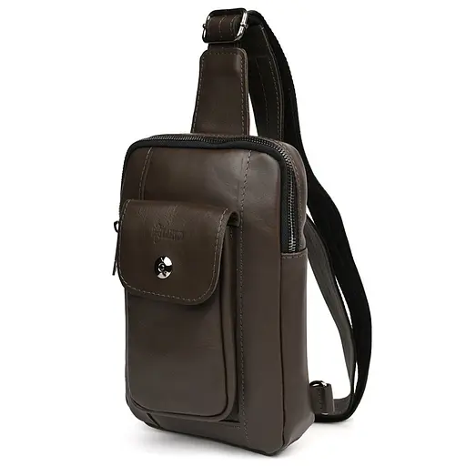 Мужской коричневый слинг из кожи Наппа TARWA 27.5х18х4 см sum0028234 - фото 1