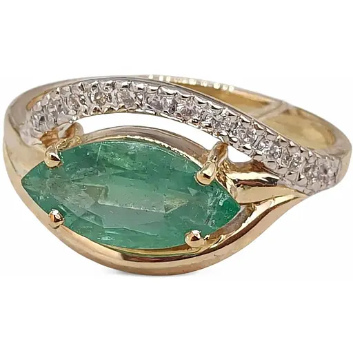 Золотое кольцо АЛЬБИНА с бриллиантами и изумрудом. 11156 17 - фото 1