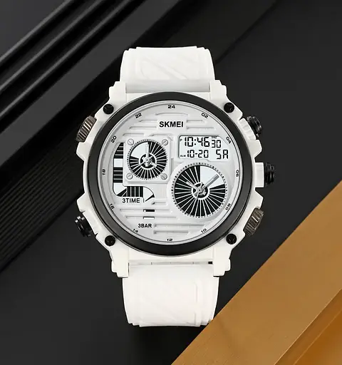 Годинник чоловічий наручний спортивний Skmei 2202 (Білий силіконовий ремінець) - фото 5