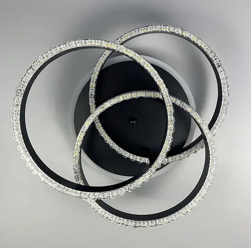 LED світильник чорний на 3 кільця з хромованою смужкою d30 см Line.F A 55063/3С RGB BK+CR - фото 5