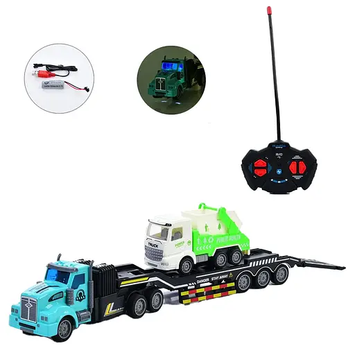 Трейлер із мусоровозом на радіокеруванні, 36 см, 1:48, USB, QH200-15 (В асортименті) - фото 4