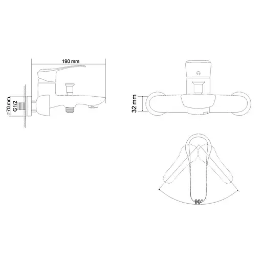 Змішувач для ванни хром 35 мм Rj Jet RBZ071-3 Хром - фото 2