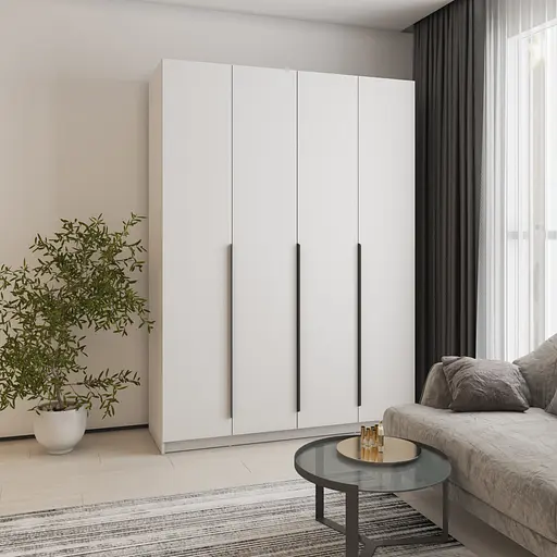 Шафа 4-дверна MebelStar Оскар ДСП BG, стандарт 160x52x220 см Аляска білий (MBS-4652)