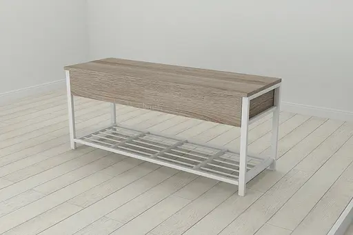 Банкетка з ящиком Ferrum-decor Дрейк 2 550x1200x400 метал Білий ДСП Сонома Трюфель 16 мм (FRD-103077) - фото 2