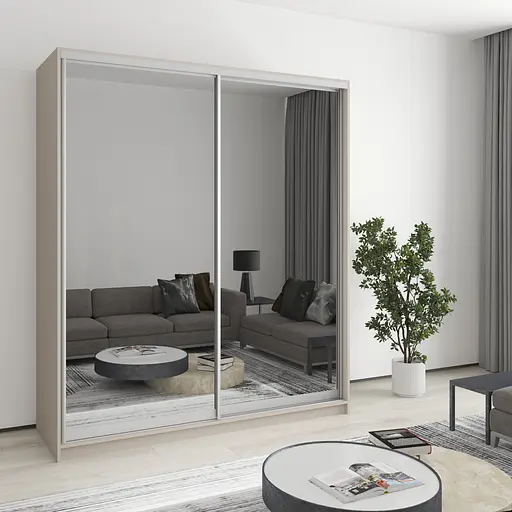 Шафа-купе дводверна MebelStar Уні AL 2 Дзеркала 180x45x210 см Кашемір (MBS-2658)