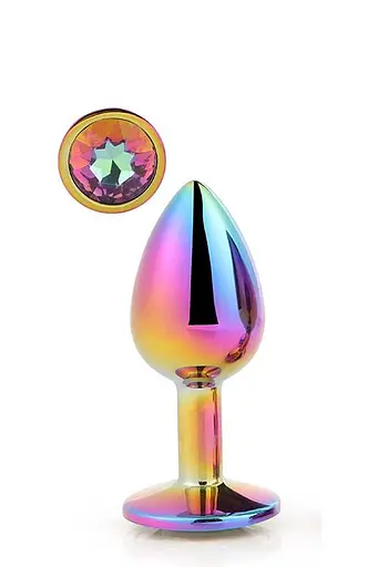 Анальна пробка з кристалом Gleaming Love Multicolour Plug 9.5 см (райдужний) - фото 5