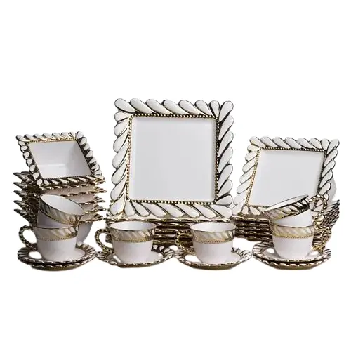 Сервіз порцеляновий Yiwu Tiffany 24 предмети на 6 персон обідній сервіз тарілок і чашок для сервірування XZ-24PCS - фото 1