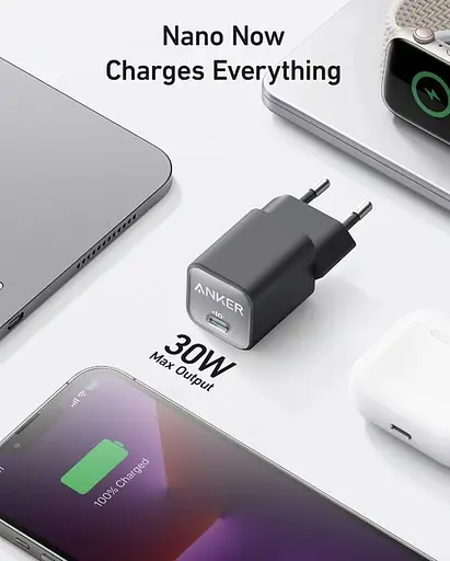 Зарядний адаптер блок живлення Anker PowerPort 511 Nano 3 30 W (USB-C) A2147 сірий - фото 3