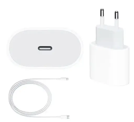 Комплект iPhone OEM USB-C 20W та кабель USB-C to Lightning адаптер + шнур сумісний з iPhone, iPad білий - фото 2