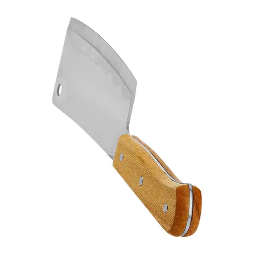 Тесак сокира сікач кухонний для оброблення та рубання м'яса кісток з нержавіючої сталі з дерев'яною ручкою 37x8.5 см, Kitchen Master 85591 - фото 9