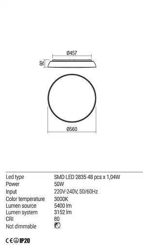 Потолочный светильник Redo ERIE PL 50W 3000K IP22 BK (4.1.2) 01-1682 - фото 3