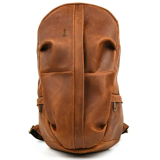Мужской кожаный городской рюкзак рыжий крейзи хорс TARWA 47х28х18 см sum0028446 - фото 1