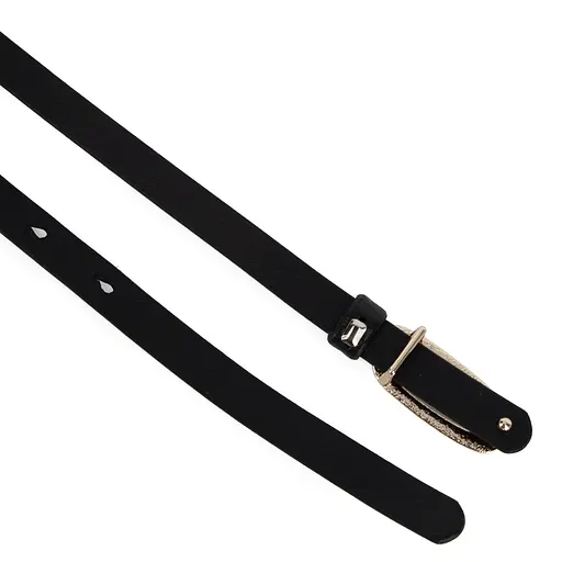 Ремінь шкіряний жіночий вузький чорний НС-1556 (105 см) - фото 4