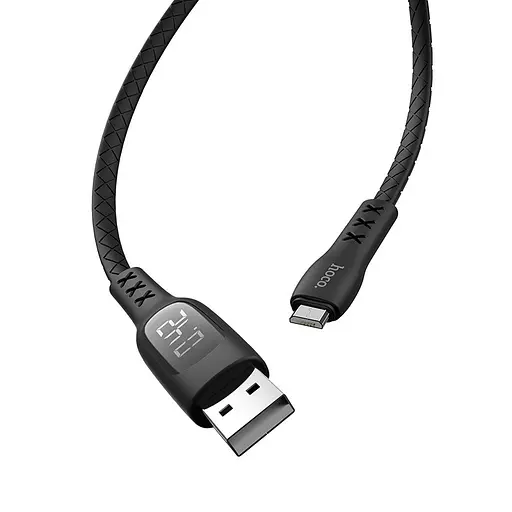Кабель Hoco S6 Sentinel Timeg Display - USB to Micro-USB с экраном черный - фото 1
