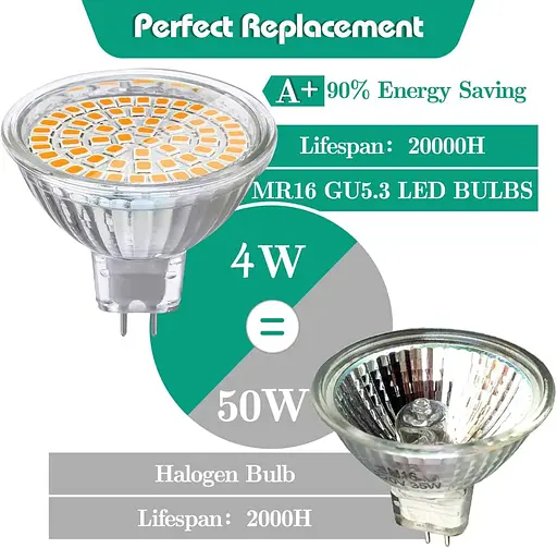 Світлодіодні лампи HFCDL 12 шт. в упаковці MR16, теплий білий 3000K, 4 Вт - фото 2