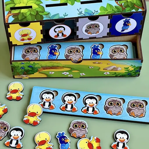 Настольная игра Ubumblebees Птицы PSD167 сортер-комодик деревянная - фото 4