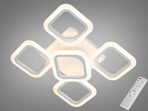 Стельова світлодіодна люстра на пульті з димером, 60 Вт, біла - фото 1