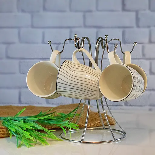 Стойка для чашек подставка сушилка для кружек на 6 крючков из нержавеющей стали H 25 cm, Kitchen Master Серебристый 85520 - фото 5