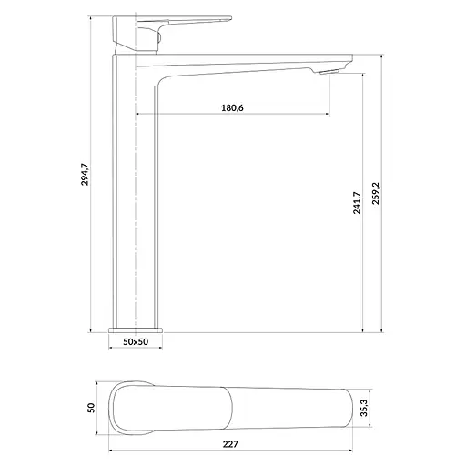 Змішувач для умивальника Cersanit Larga високий чорний S951-391 - фото 2