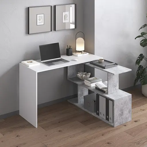 Cтол компьютерный Vays поворотный письменный cтол трансформер M-41 Белый-Бетон