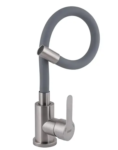 Змішувач для кухні Brinex Pure 015F3 з гнучким виливом Nickel/Grey BRIPUR015F3NKG - фото 2