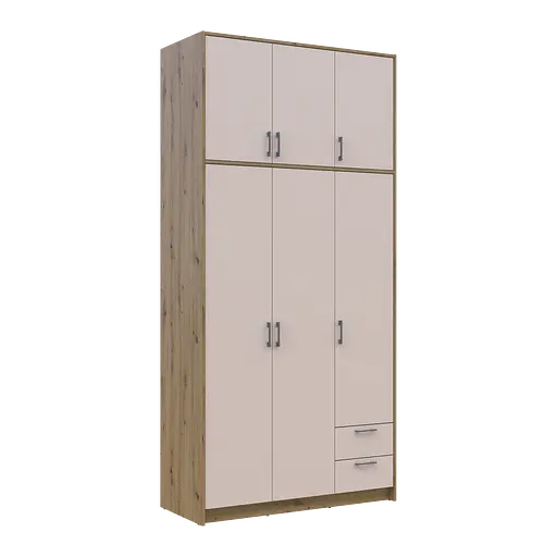 Шкаф для одежды Doros Ронди с высокой антресолей Дуб Артизан/Кашемир 3 ДСП 121х52х260 (42005193) - фото 6