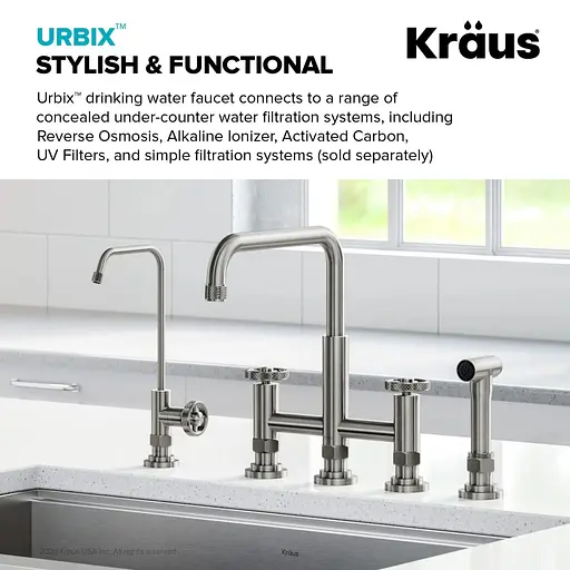 Кран кухонний до фільтру Kraus Urbix FF-101SFS Нержавіюча сталь - фото 3